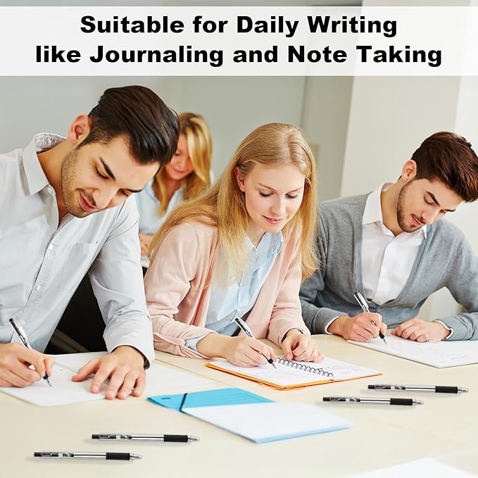 200 Pack Black Gel Ink Pens Bulk, 1.0mm Retractable Click Point Ballpoint Pens Smooth Writing with Comfortable Grip for Back to School Office Classroom Business Home Work Supplies-DeskLoop Office