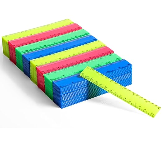 Zonon 200 Pcs Rulers Bulk Plastic Flexible Straight Rulers with Inches and Centimeters for First Day of School Gift for Students Back to School Office Supplies(Opaque Bright Color,6 Inch)-DeskLoop Office