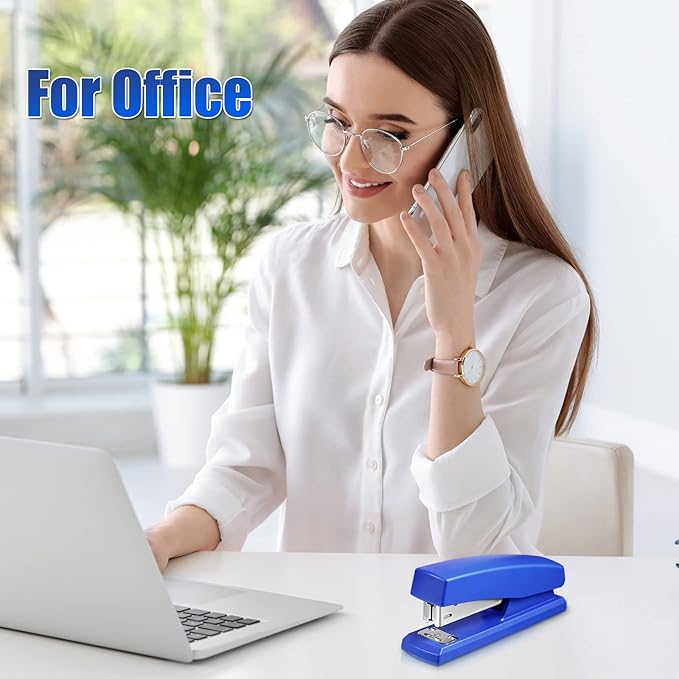 Marspark 10 Pcs Stapler for Desk Office Staplers Bulk with 6000 Staples 25 Sheet Capacity for School Office (Blue)-DeskLoop Office