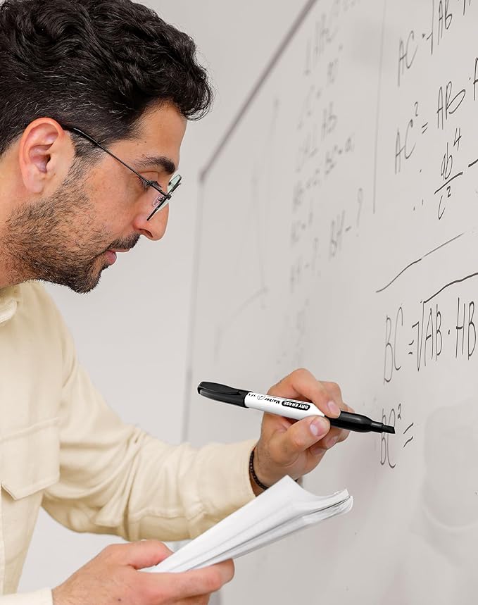 SFAIH Dry Erase Markers Chisel Tip Bulk, 144 Pack Black White Board Markers, Versatile Lines, Low Odor, 1s Quickly Dry, Perfect for School Supplies and Office-DeskLoop Office