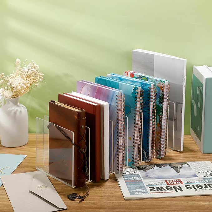 Ctosree Acrylic File Organizer for Desk Vertical 15 Compartments File Sorter Mail Organizer Desktop Countertop Folder Stand Racks for Office Home School Desk(Rectangle,Clear)-DeskLoop Office