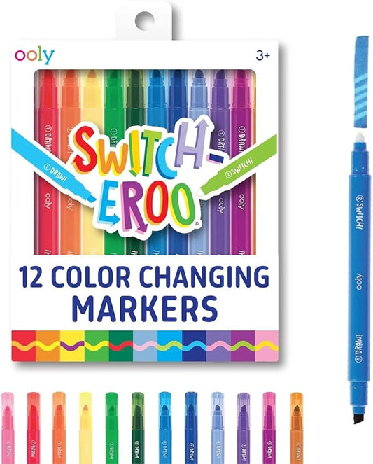 Ooly 12 Pack Switch-eroo Color Changing Markers, Dual Tip Markers for Kids, Double Ended Chisel Tip Marker Set Great for Art Back to School Supplies, Drawing and Stationery Sets-DeskLoop Office