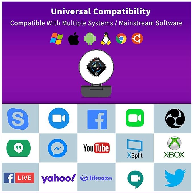 Angetube Streaming Webcam 1080P with Ring Light - HD Web Camera with Digital Zoom Autofocus for Computer PC Laptop Mac 962 USB Web Cam for Gaming Xbox Google Meet-DeskLoop Office