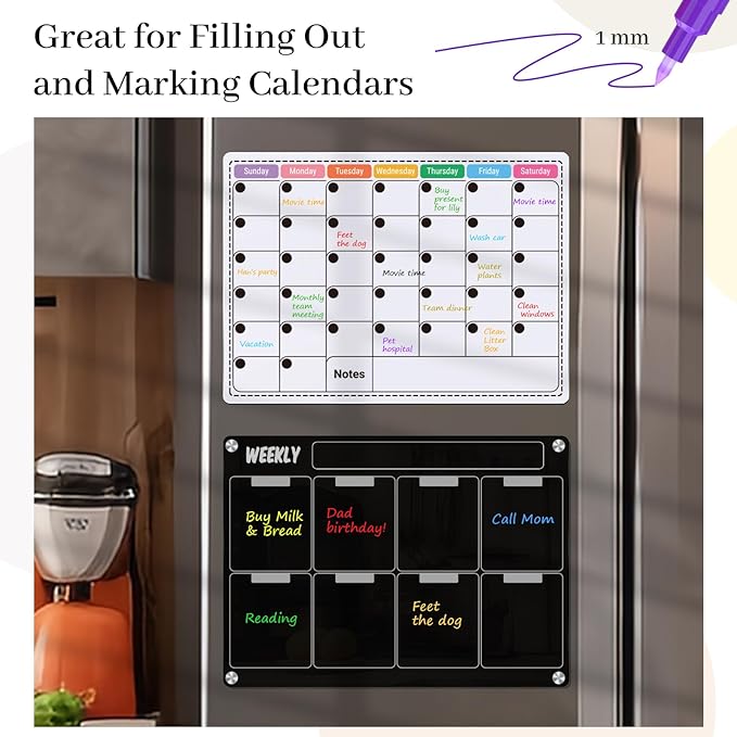 KERIFI Liquid Chalk Markers Fine Tip 1.0 mm, 12 Colors Wet Erase Makers for Chalkboard Calendar, Erasable Chalk Pens for Chalkboard, Blackboard, Bistro, Menu, Glass, Wedding Signs, 45 Labels Included-DeskLoop Office
