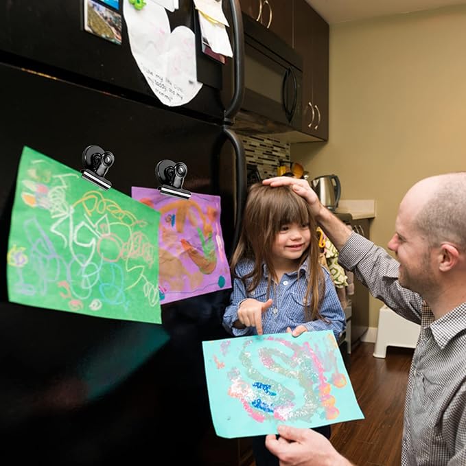 VNDUEEY 6 Pack Refrigerator Magnets Fridge Magnets, Black Magnetic Clips Whiteboard Magnets, Magnet Clips for Home and Office List Display-DeskLoop Office