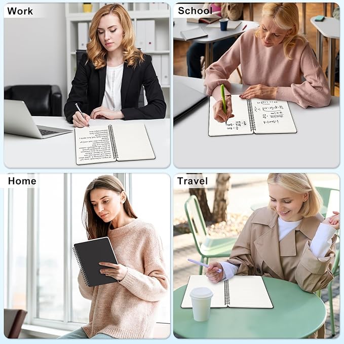 Lined Spiral Journal Notebook, A4 Hardcover Leather Notebook for Work, 8.5''×11'', 100GSM Thick Paper Spiral Bound Journaling Notebooks for Women & Men Office School Note Taking Business, Black-DeskLoop Office