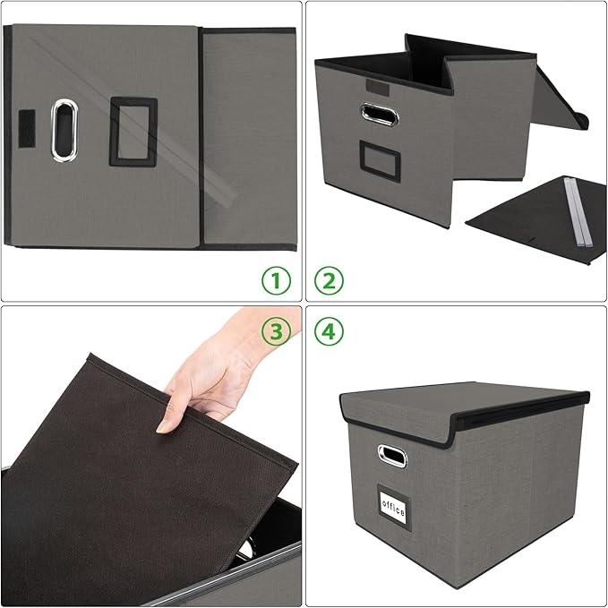 Huolewa Portable File Organizer Box with Lid, Stylish Filing Box Organizer Cabinet For Hanging File Folders, Universal Hanging Filing & Storage Boxes with Plastic Slides for Office/Decor/Home-DeskLoop Office