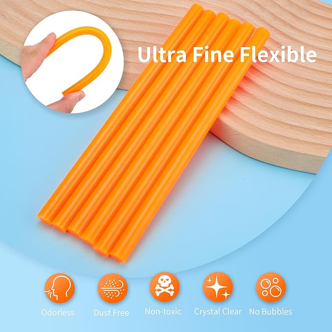 MATUFF 52 Pcs Orange hot Glue Sticks Full Size 0.43” Dia x 8” Long, Colored Hot melt Glue Sticks, All-Purpose Glue Sticks for Halloween Pumpkins Crafts Make, DIY Art Craft Repair Bonding-DeskLoop Office