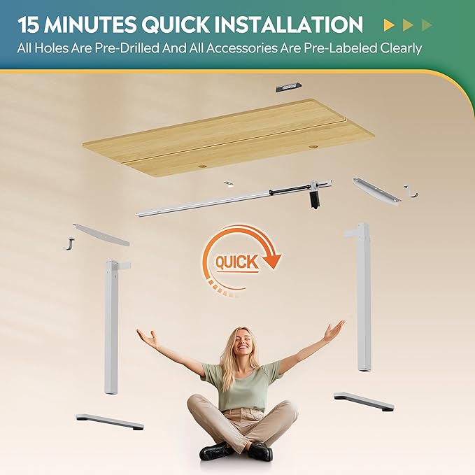 DEVAISE 55 Inch Electric Standing Desk, 3 Adjustable Height Stand up Desk for Home Office, Ergonomic Sit to Stand Desk with LED Touchscreen, Headphone Hook, 3 Memory Preset Computer Desk (Maple)-DeskLoop Office