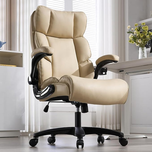 Big and Tall Office Chair 500lbs Wide Seat Executive Office Desk Chair High-Back Office Task Chair, Ergonomic Lumbar Support Computer Office Chairs for Heavy People-DeskLoop Office