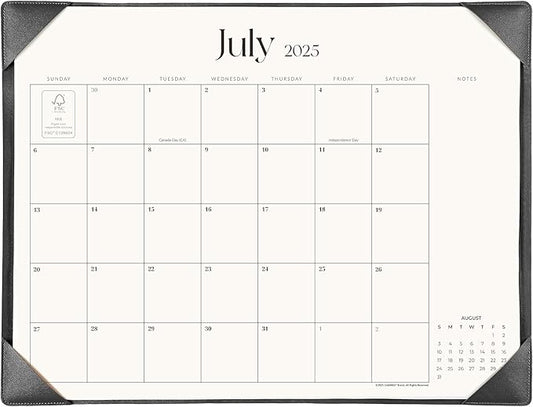Simplified Desk Calendar 2025-2026 with Desktop Mat, Cabbrix Large Desk Pad Calendar 21" x 16-1/2" Covering July 2025 to June 2026, Desk Blotter Calendar 2025 for Home School and Office (Black)-DeskLoop Office