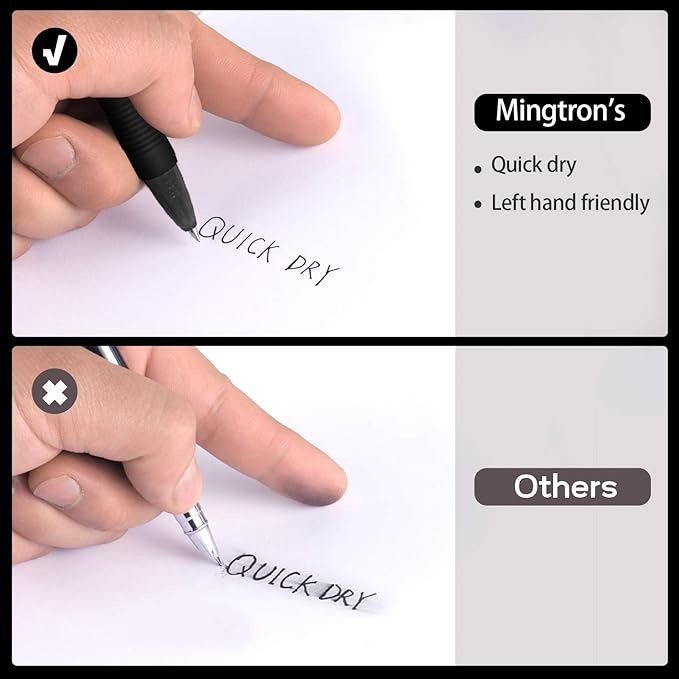 Gel Pens, 50 Pack Black Pens Fine Point, No Smear Ink Pens for Left Hand, Click Pens Bulk, Retractable Rollerball Pens for Smooth Writing, 0.5MM, Black Ink-DeskLoop Office