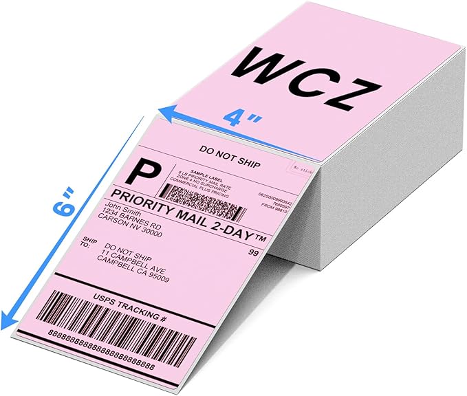 Pink Thermal Labels 4x6 for Shipping Label Printers - 500 PCS Pink Shipping Labels Compatible with Thermal Printers 4x6, Water/Oilproof Label Paper, Use for Logistics Business-DeskLoop Office