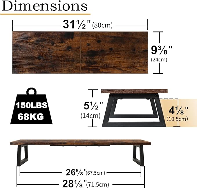 TEAMIX 31.5 inch Dual Monitor Riser for 2 Monitors, Long Monitor Stand Riser TV Stand Riser Monitor Stand for Desk Wood & Steel Desktop Riser Desk Organization Home Office-DeskLoop Office