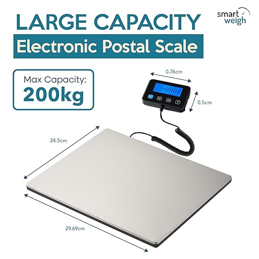 Smart Weigh 440lbs x 2 oz. Pro Digital Shipping and Postal Scale USB-C or Battery Power with Wide Stainless Steel Large Platform, UPS USPS Post Office Postal Scale and Luggage Scale-DeskLoop Office