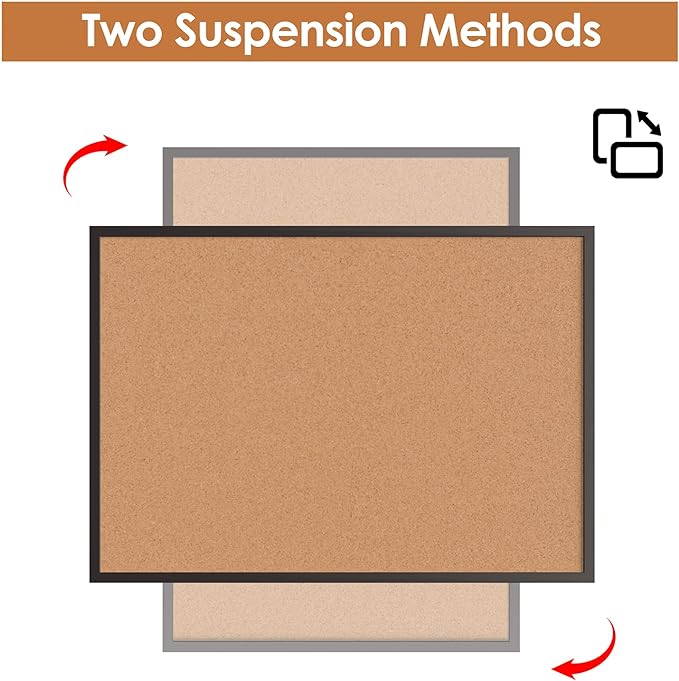 Board2by Cork Board Bulletin Board 48 x 36, Black Wood Framed 4x3 Corkboard, Office Board for Wall, Large Notice Pin Board for School, Home & Office-DeskLoop Office