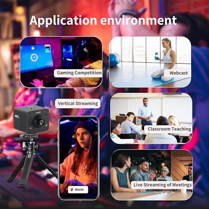 4K POV Camera Webcam PoE, ZowieCAM, Simultaneously HDMI & SDI Output, RTSP/RTMP(s)/SRT, Standalone Live Streaming to YouTube/Twitch for Webcast, Meeting, Teaching & Gaming (M12)-DeskLoop Office