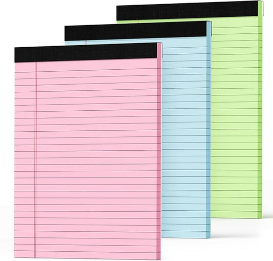 Legal Pads 8.5 x 11 Colored Note Pads 8.5 x 11, 3 Pack Notepads 8.5 x 11, Pink Notepad 8.5 x 11 Legal Pad, Notebook Paper 8.5 x 11 for Home Office Supplies, Lined Paper Pads 8 1/2 x 11, 30 Sheets/Pad-DeskLoop Office