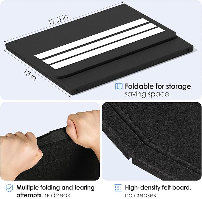 MaxGear Bulletin Board 35" x 17.5", Foldable Small Felt Board Vision Board Supplies, Cork Board for Office, Home, School, Pin Boards for Walls Decorative Picture Framed Display Board Black-DeskLoop Office