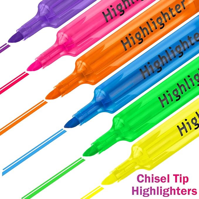 Teling 72 Pcs Highlighters Bulk Chisel Tip Tank Style Highlighters for School Classroom Assorted Color Fluorescent Pens for Office Shop-DeskLoop Office