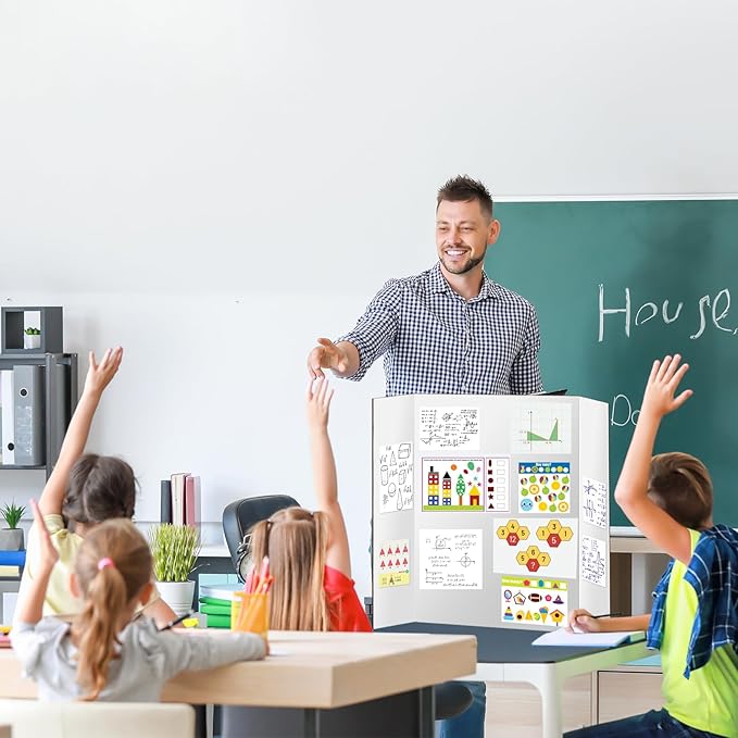 10 Pack Trifold Poster Board 48" X 36", IKAYAS Double Sided White Tri-fold Poster Boards, Science Fair Display Boards Posterboard Foamboard for Mounting, Art, Display, Projects Classroom Supplies-DeskLoop Office