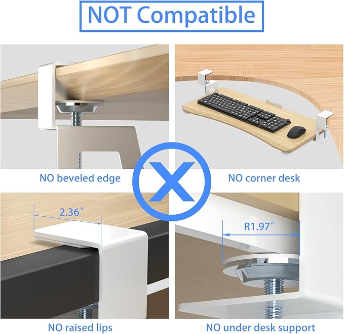 suptek Keyboard Tray Under Desk Pull Out with C Clamp Mount, Computer Keyboard & Mouse Tray, 25.6 (30 Including Clamps) x 11.8 inch Slide-Out Platform Computer Drawer for Typing, Light Wood, DSF1QM-DeskLoop Office