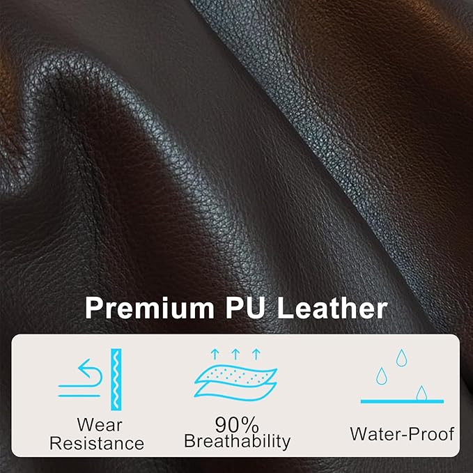 Home Office Chair, Executive Comeputer Desk Chair Ergonomic Office Chair with Adjustable Lumbar Support, Tilt Lock, PU Leather, Swivel Rolling Chair for Gaming Adult Working Study-Brown-DeskLoop Office