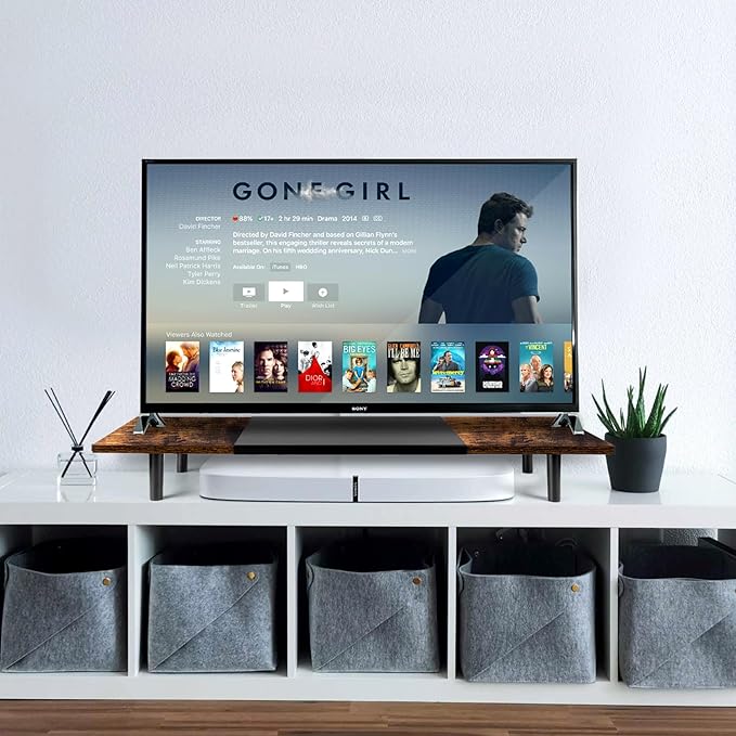 Dual-Monitor-Stand-Riser-For-Desk Adjustable Length 32-40 Inch, Large Desktop Computer Monitor Riser For 2 Screens, Desk Shelf Organizer Riser Stand For Computer/Laptop/PC/Printer/TV Brown-DeskLoop Office