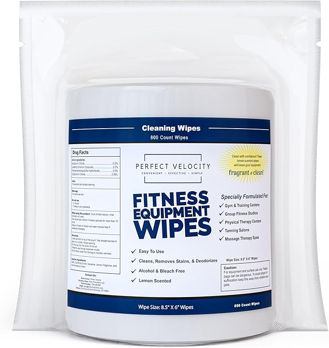 Fitness Gym Equipment Wipes - 4 Rolls of 800 Pre-Moistened Cleaning Refill Wet Wipes - For Upwards and Downwards Dispensers-DeskLoop Office