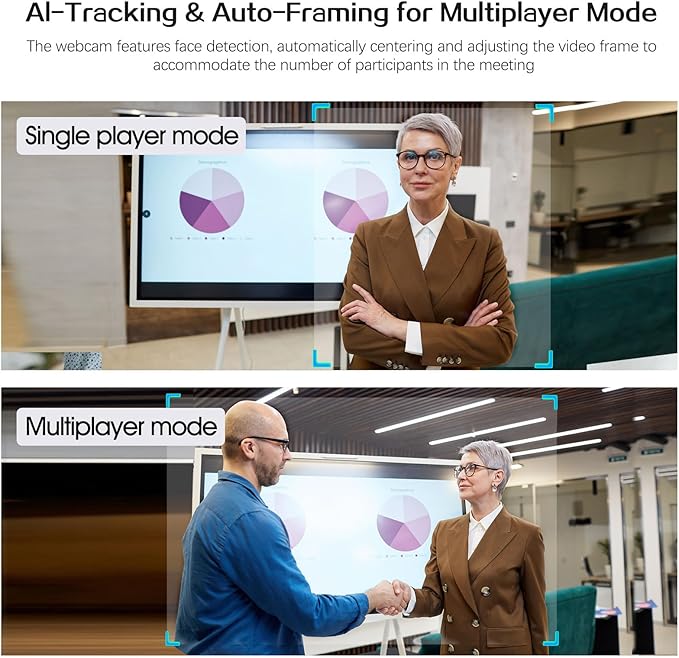Angetube AI Webcam for PC - 1080p/2K@60FPS HD Web Camera with Remote Control, 8X Digital Zoom Webcam, Privacy Cover, TOF Auto Focus, HDR, USB 3.0 Web Cam Work with Zoom, Skype,Teams, Windows,Mac-DeskLoop Office