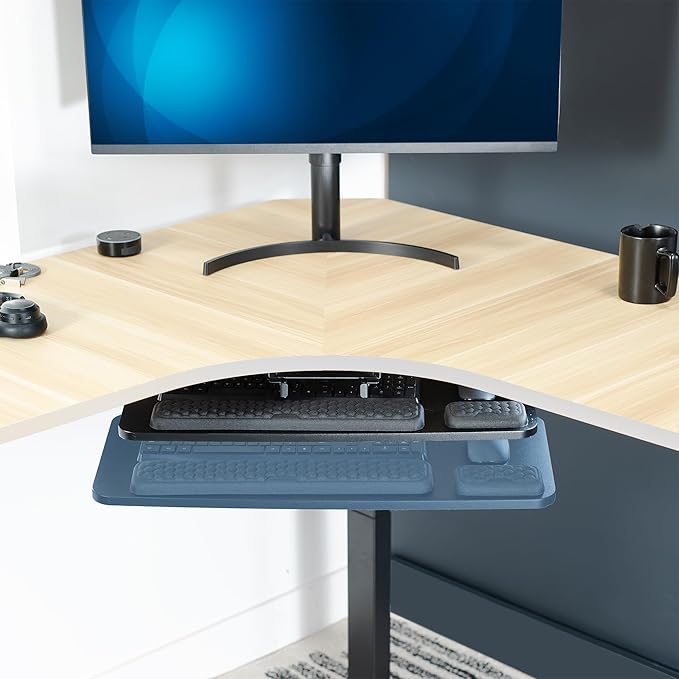 VIVO Premium Adjustable Computer Keyboard and Mouse Platform Tray, Ergonomic Under Table Desk Mount Drawer with Padding, Black, MOUNT-KB27P-B-DeskLoop Office
