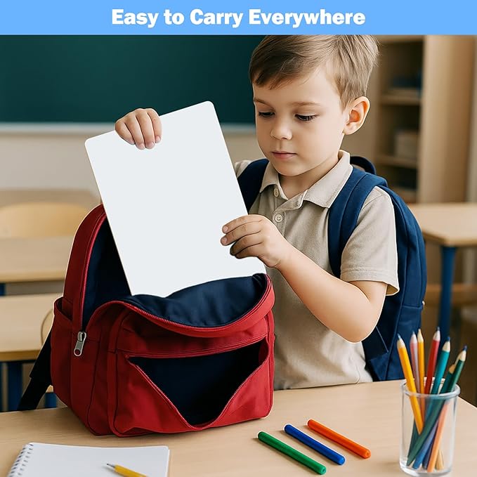 25 Pack Dry Erase Boards 9'' x 12'' Mini Double-Sided Whiteboards Safe Rounded Edges, Includes 25 Erasers, Markers, Rulers & 50 Clips, Perfect for Students, Teachers, School & Office Use-DeskLoop Office