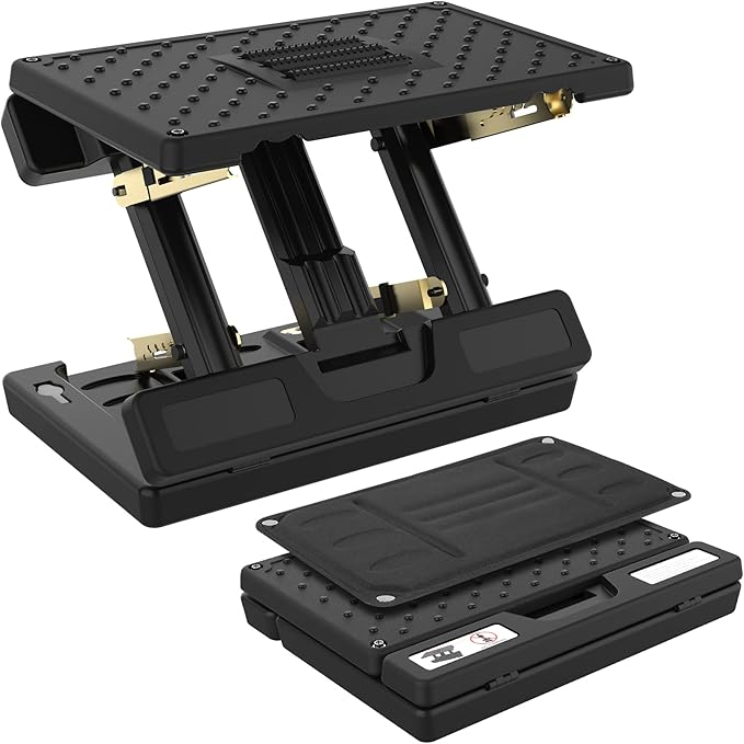 Foot Rest Under Desk, Height Adjustable Footrest with Massage Roller and Soft Pad, Foldable Ergonomic Foot Rest for Car, Underdesk, Home, Train(Black)-DeskLoop Office