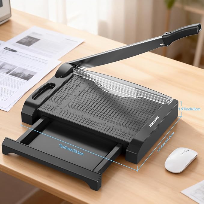 ALRITOTEK 3 in 1 Heavy Duty Paper Cutter, 12 inch Guillotine Paper Trimmer - Image 7