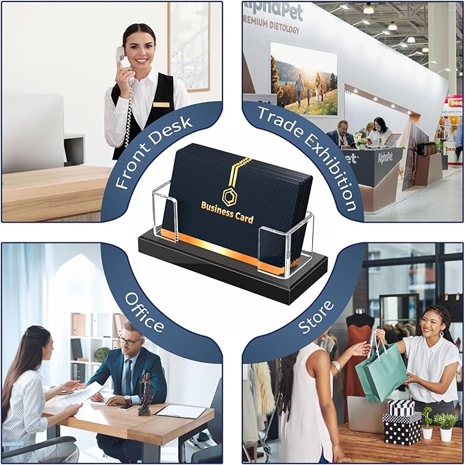 NIUBEE Acrylic Business Card Holder: Clear Plastic Business Cards Display Stand for Desk - Gift Card Organizer for Office 2 Pieces-DeskLoop Office