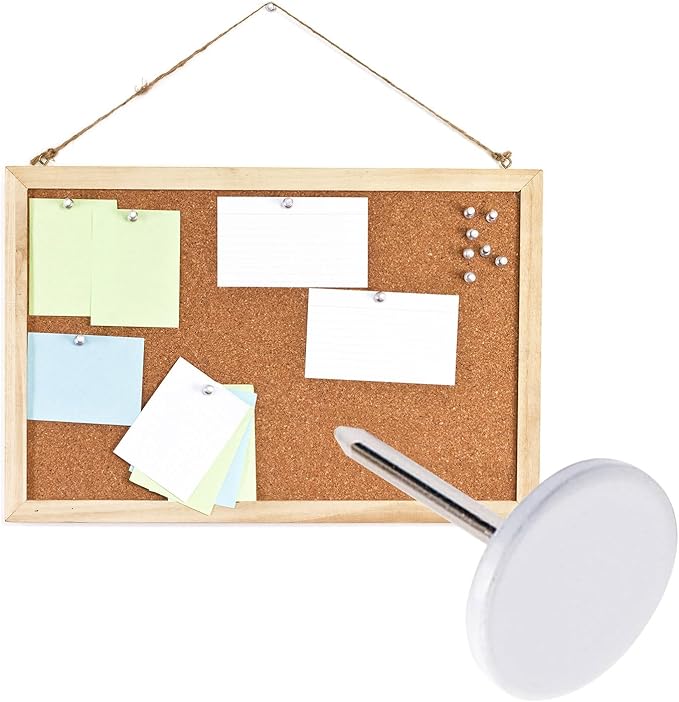 100Pcs Flat Head Upholstery Tacks Home Furniture Decor Tacks Upholstery Nails Flat Push Pins Flats Thumb Tacks White (11mmx17mm)-DeskLoop Office