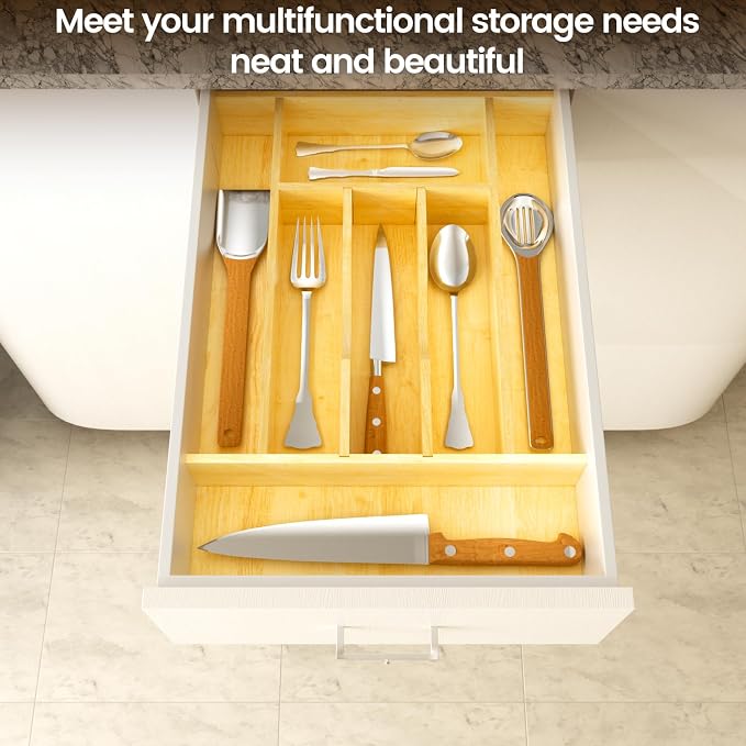 Evjocoh Silverware Drawer Organizer Wood - Image 8
