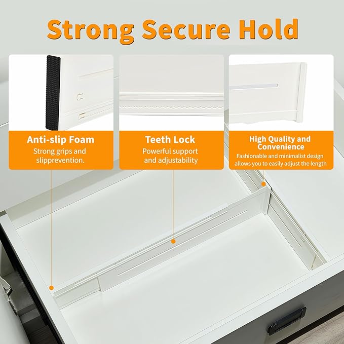 5 Pack Drawer Dividers 3.8" Slim Height Drawer Separators, Non-Slip Plastic Drawer Organizers Expandable 14.6"-25.6" for Shallow Drawers,Kitchen & Clothes Storage, Adjustable Office Drawer Divider-DeskLoop Office