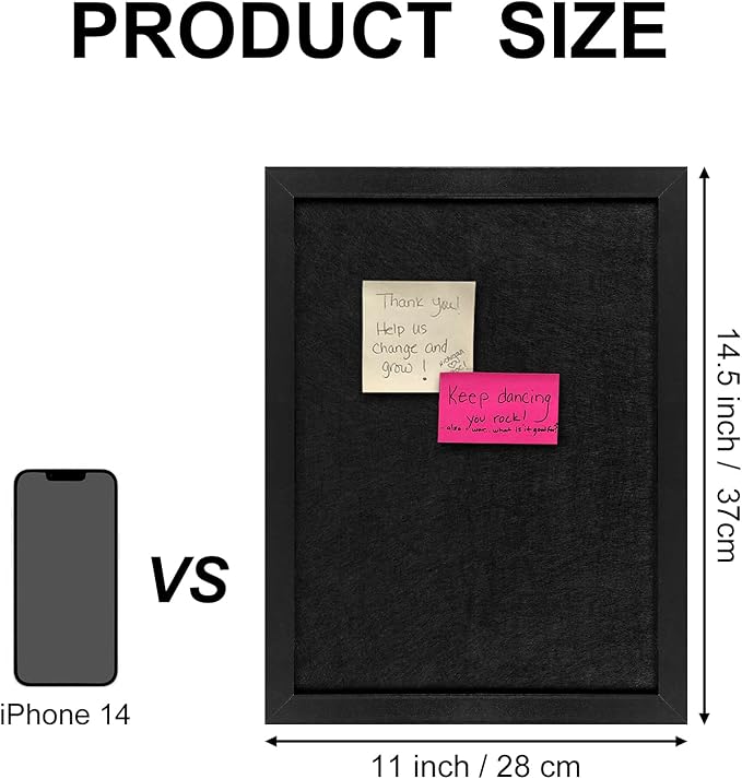 TORASO Cork Board Bulletin Board, Cork Boards for Walls with Pins, Eye Bolts, gaskets, Screws, Pin Board for Office, School and Home (All Black, 11“x14.5” - 2p)-DeskLoop Office