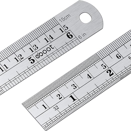 Stainless 2 Pack Steel Ruler 6 Inch Metal Rule Kit with Conversion TableC-DeskLoop Office