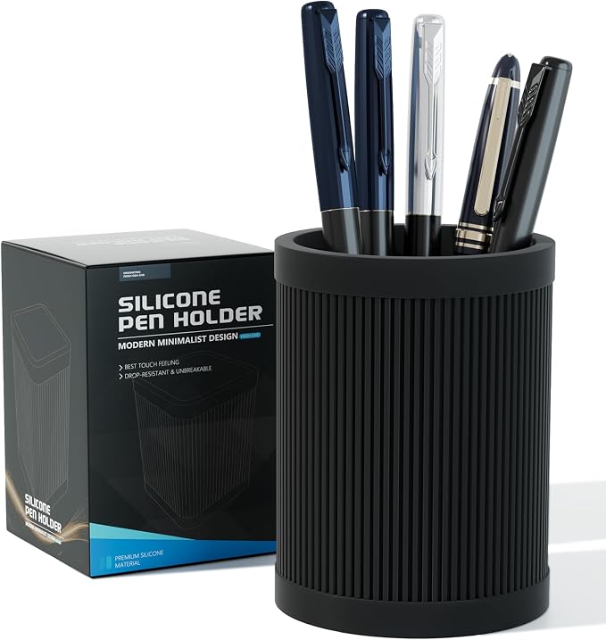 HighHerz Aesthetic Pen Holder For Desk, Modern Silicone Pencil Holder, Stylish - Image 7