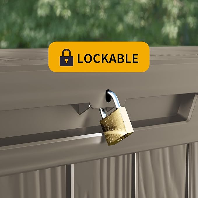 100 Gallon Outdoor Storage Box Waterproof Lockable Resin Deck Box Large, Patio Storage Bin for Pool Accessories Cushion Furniture, Garden Tools, UV-Resistant Outside Delivery Grey-DeskLoop Office