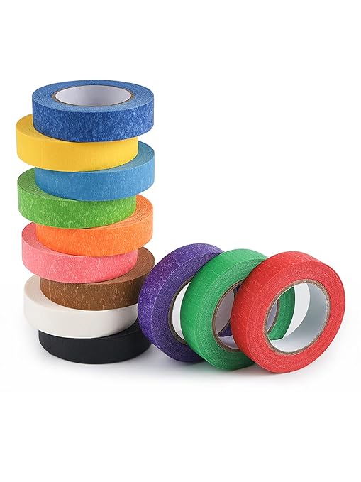 Lichamp Colored Tape, 12 Rolls Colorful Masking Tape Painters Color Craft Tapes for Labeling Classroom, 0.6 inch x 15 Yards (45 Feet) Per Roll (Total 180 Yard, 540 Feet)-DeskLoop Office