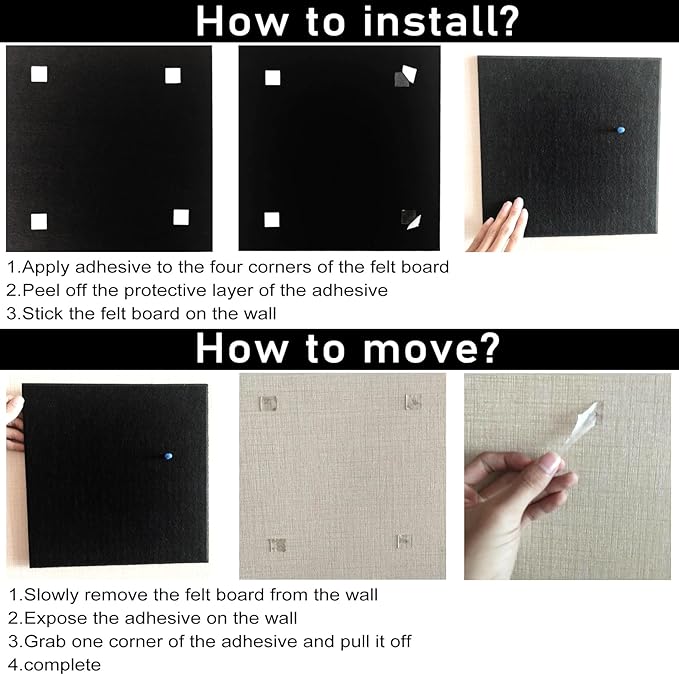 Large Cork Board Alternative for Walls, 47"x35" 12 Pack Felt Wall Tiles Bulletin Board with 30 Push Pins, Sticky Notes, Cork Boards for Office Pin Board Tack Board Felt Boards (Dark Grey)
