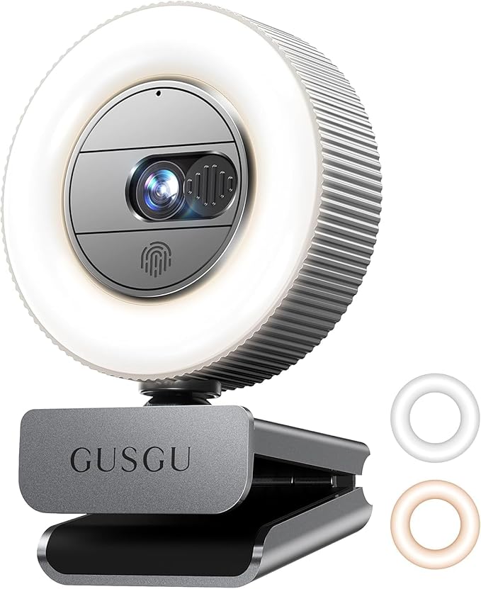 GUSGU G910 2K Quad HD Webcam for PC, with Microphone & Light & Privacy Cover, Web Camera for Desktop Computer/Laptop/MacBook, USB Streaming Camera-DeskLoop Office