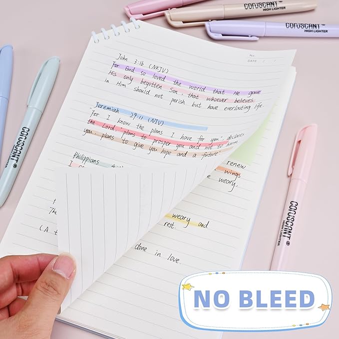 coruscant Pastel Highlighters Set, Assorted Colors Chisel Tip Cute Bible Highlighters, No Bleed Dry Quickly, for Journal Bible Study, Perfect for thin paper, School Office Supplies, 8 Pack-DeskLoop Office