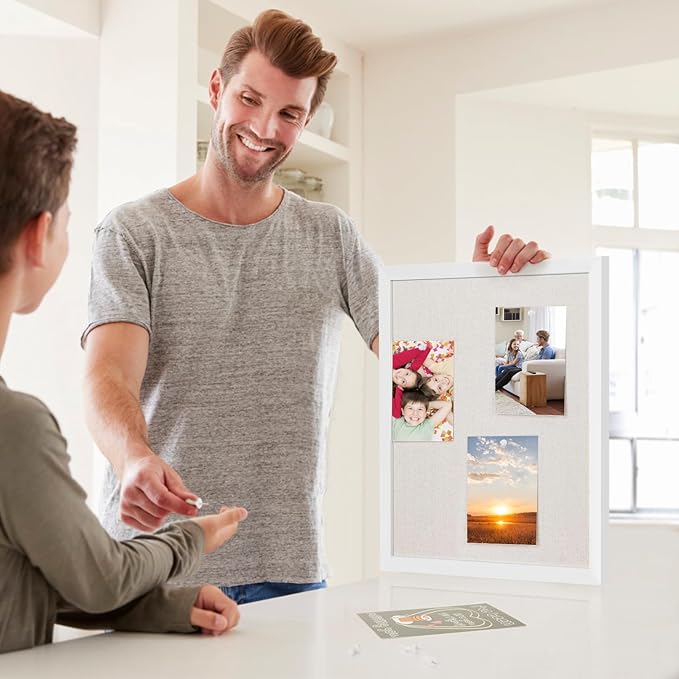 OWLKELA 13.3"x17.7" inch Bulletin Board with Linen, White Wood Style Frame, with 10 Pushpins, Linen Cork Board, Ideal for School, Home & Office-DeskLoop Office