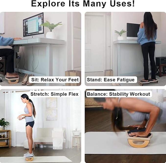 StrongTek Ergonomic Wood Foot Rest for Enhanced Circulation & Comfort, 350lbs Capacity, Rocker Balance Board for Standing Desks, Non-Slip, No Assembly, 18" Wide - Ideal for Office/Home-DeskLoop Office