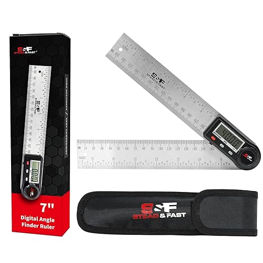 Digital Angle Finder Tool for Woodworking 7 inch / 200 mm, Stainless Steel with Case, Digital Protractor Angle Finder for Measurement by S&F STEAD & FAST-DeskLoop Office