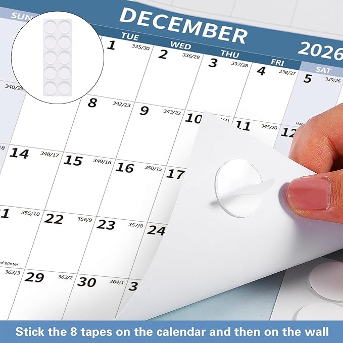 2026 Wall Calendar 34.8" x 22.8" Large Vertical Yearly Wall Hanging Calenda with Julian Date Thick Paper Calendar 12 Month Annual Wall Planner for Wall Office Fridge(Blue)-DeskLoop Office
